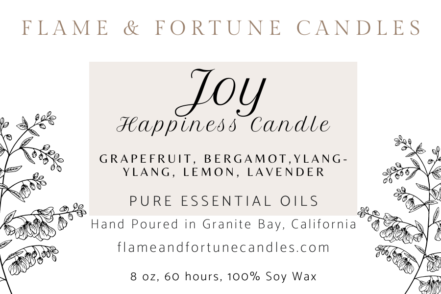 Joy: Happiness Candle - Essential Oil Soy Wax Blend for Positivity, 8 oz