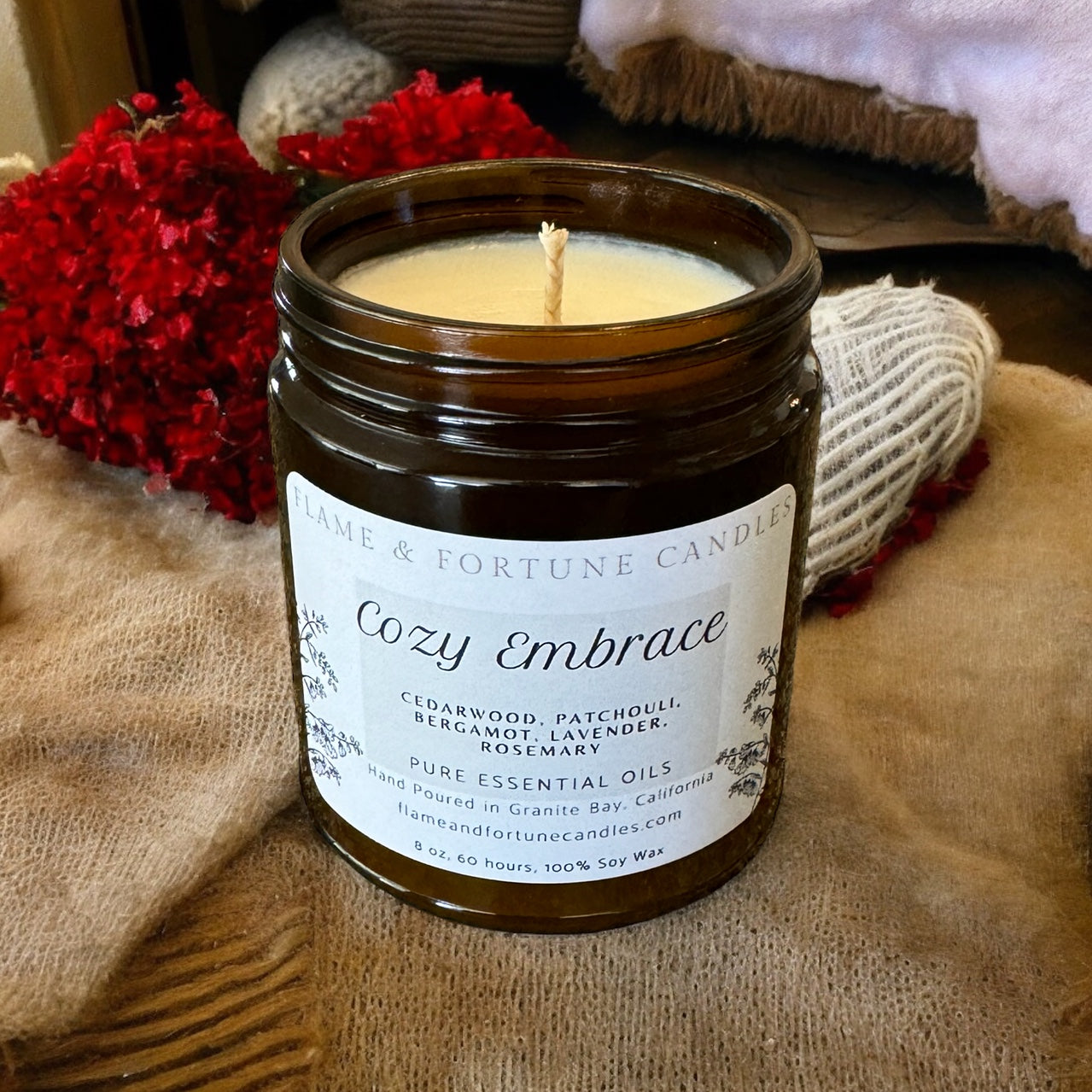 Cozy Embrace - Premium Soy Candle with Essential Oils for Togetherness, 8 oz