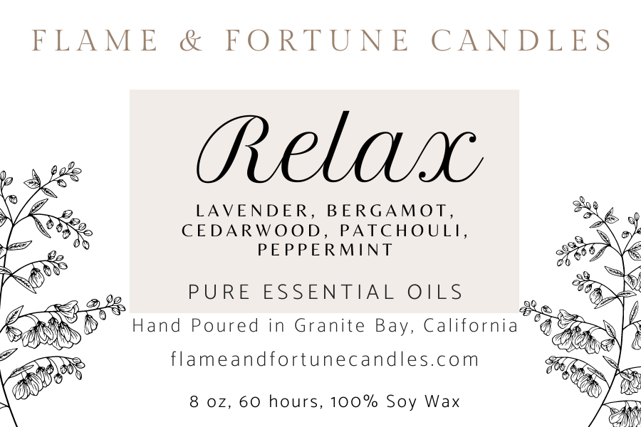 Relax - Calming Aromatherapy Candle - Essential Oil Soy Wax Blend, 8 oz