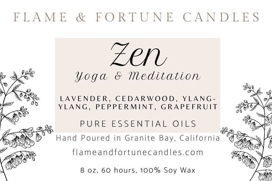 Zen: Yoga & Meditation Candle - Serene Essential Oil Blend, 8 oz Soy Wax